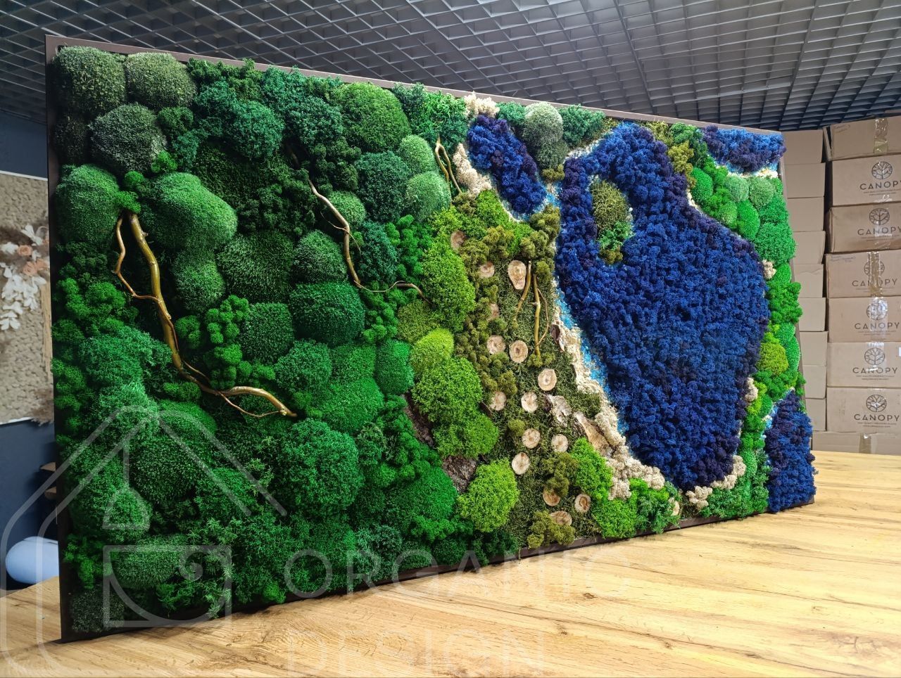 Preserved Moss and Bark Wall Art - 120x60 cm