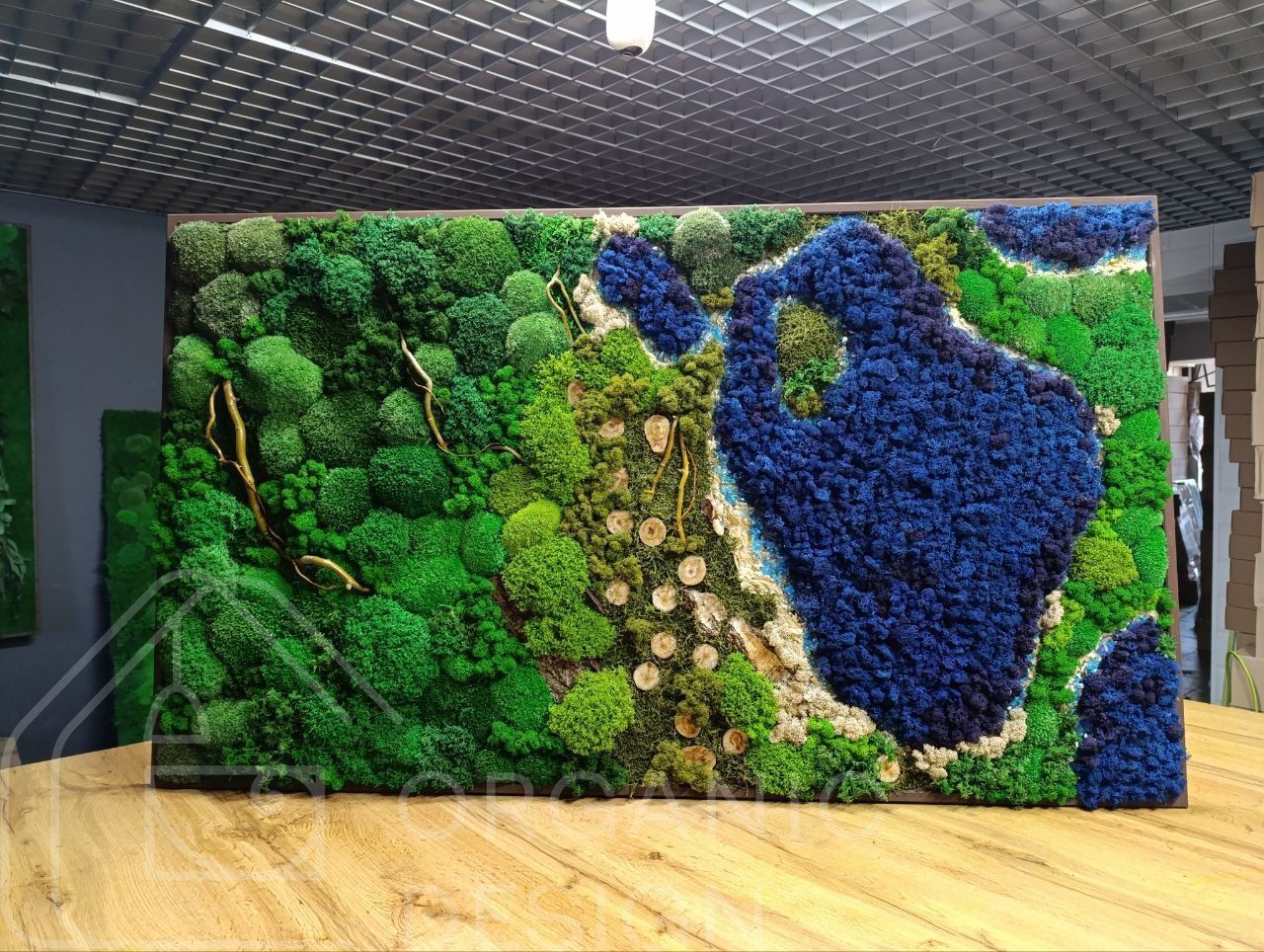 Preserved Moss and Bark Wall Art - 120x60 cm