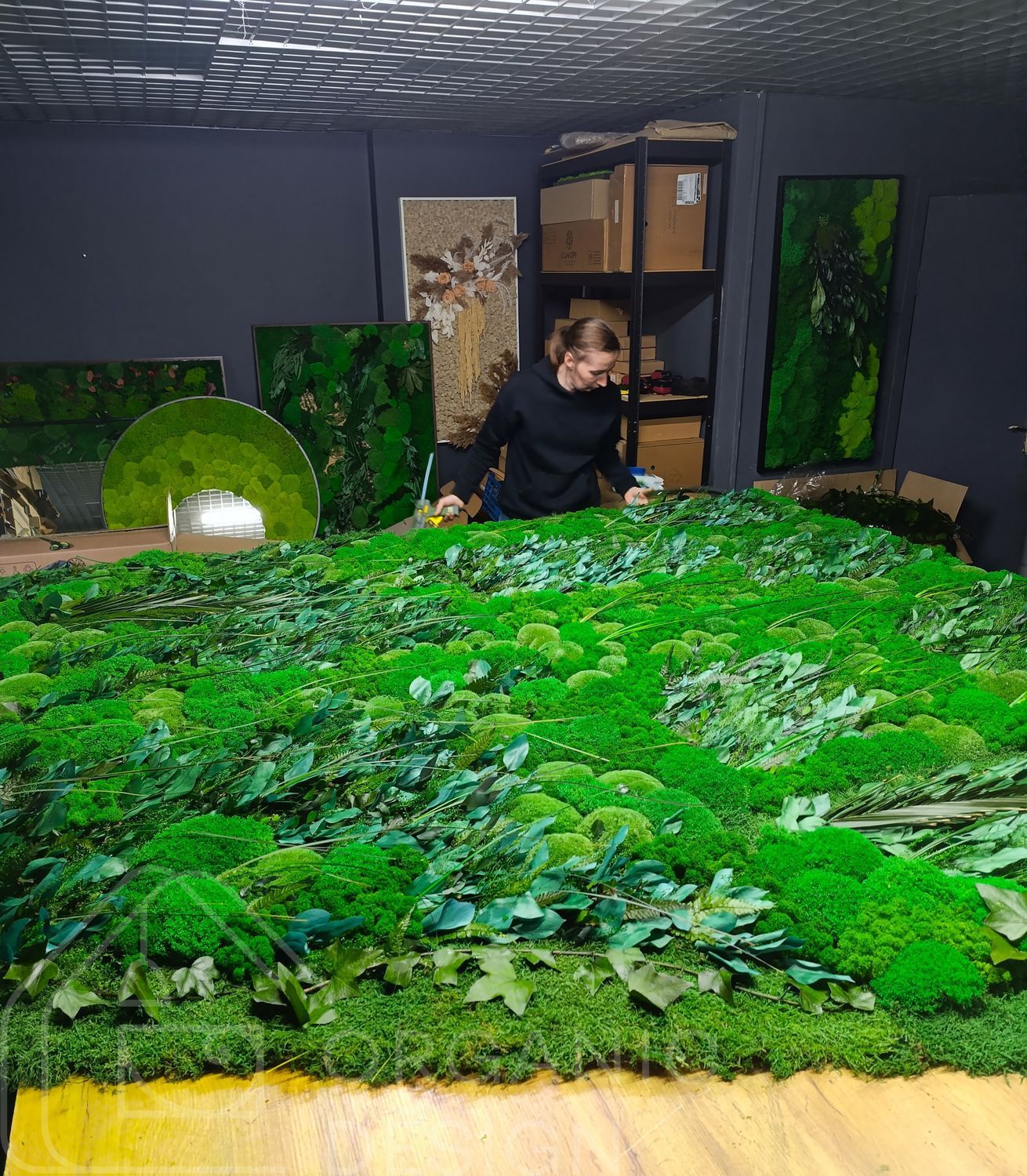 Preserved Moss and Leaves Panel - 200x200 cm