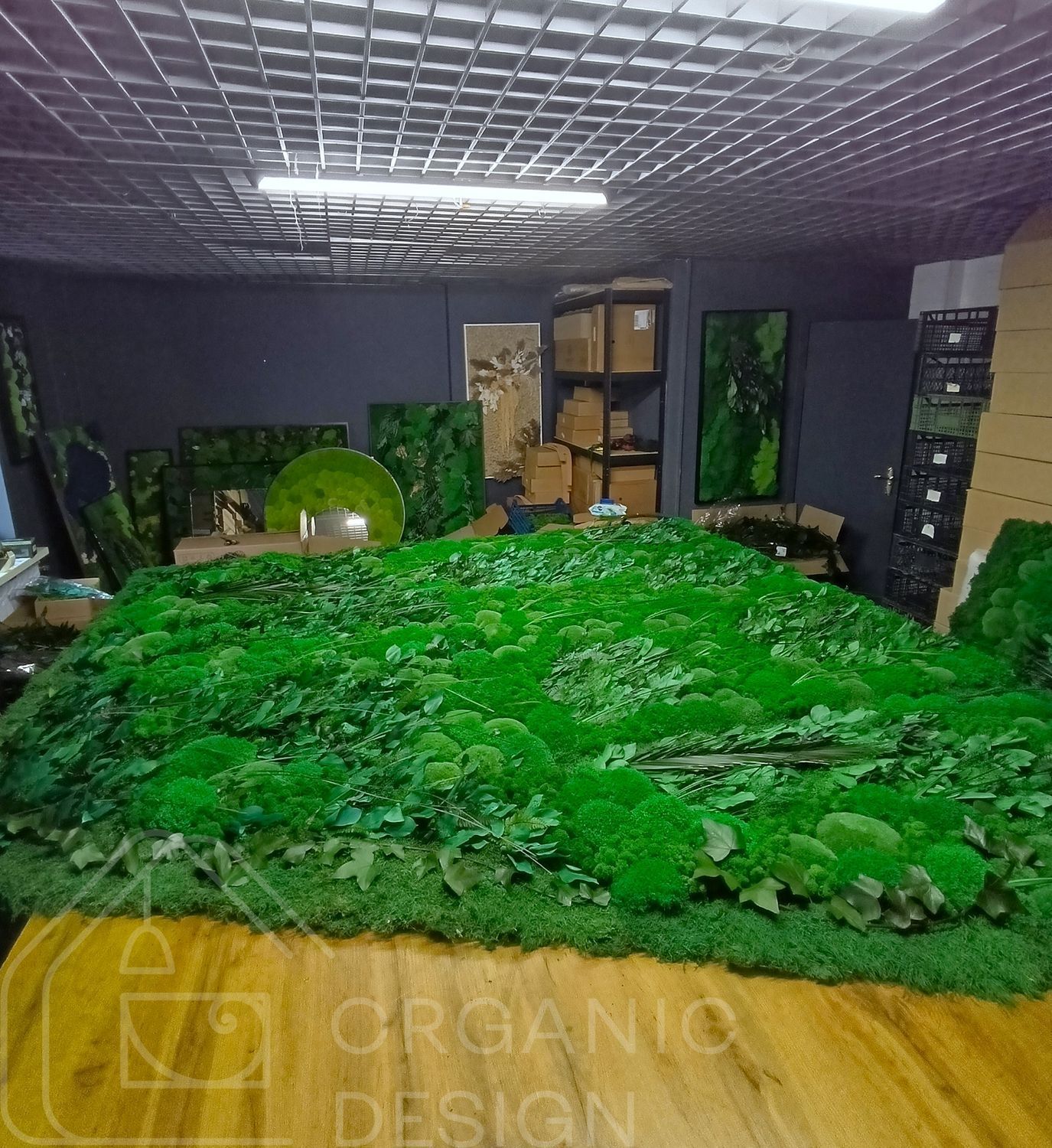 Preserved Moss and Leaves Panel - 200x200 cm