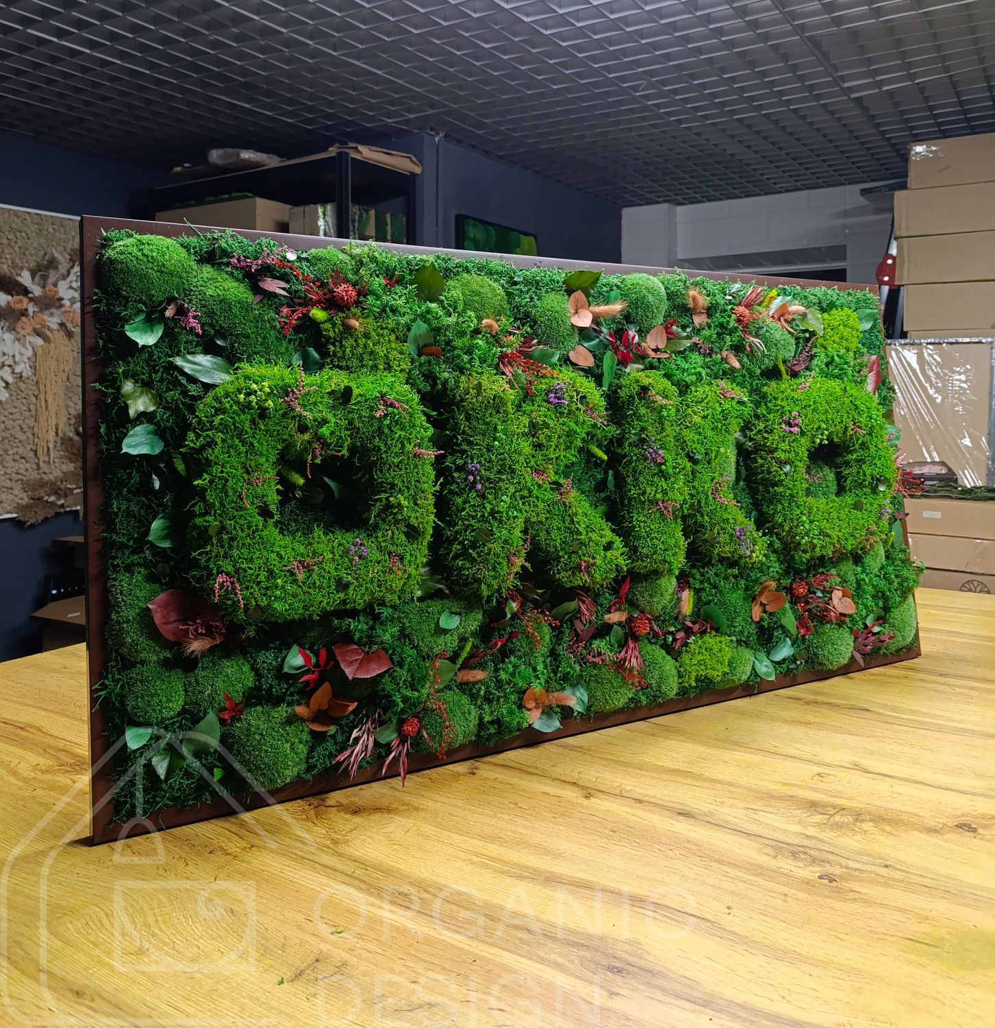 Логотип из Мха - 120x60 см - Декоративный Мох
