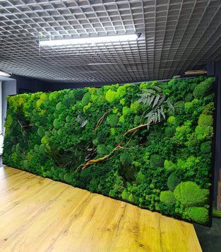 Картина з Моху - 220x80 см - Плоский Мох, Квіти та Рослини - 810